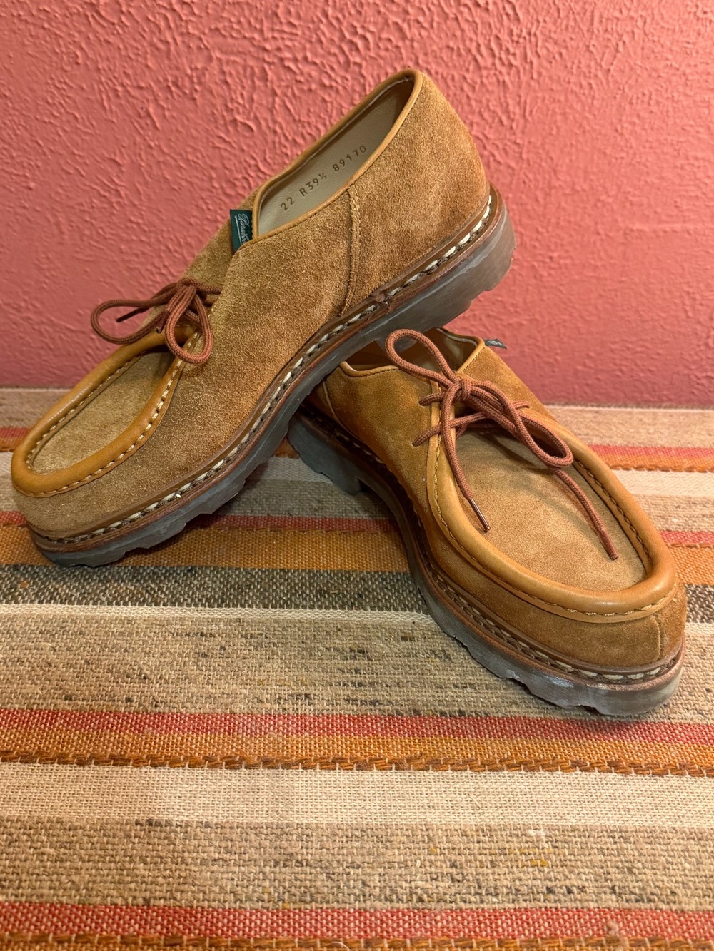 Paraboot Suede Leather Michael Derby Shoes Womens 7.5 | Mens 6.5 | EU 39.5